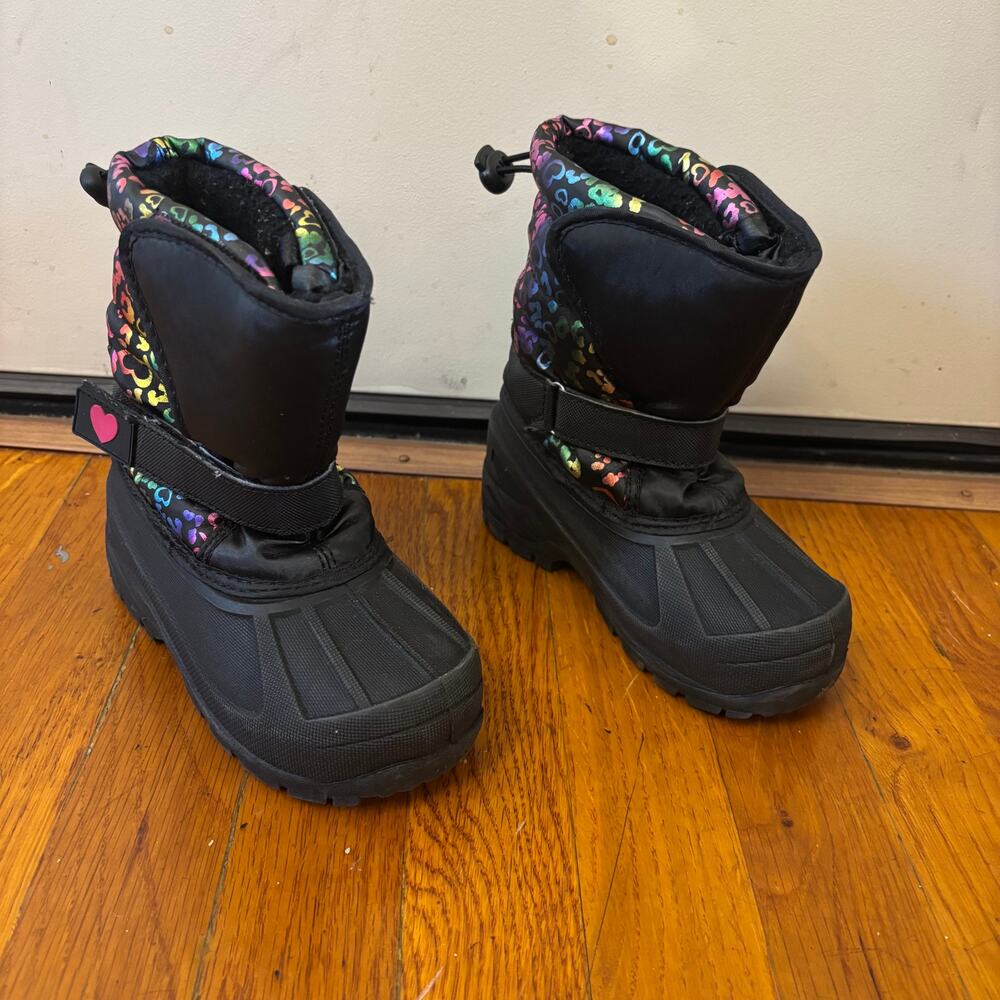 Athletech Girls Rainbow Leopard Cheetah Print Winter Snow Boots Size 10 M